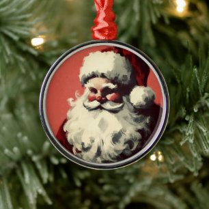 Retro-Weihnachtsmann-Vintage-Illustration Ornament Aus Metall