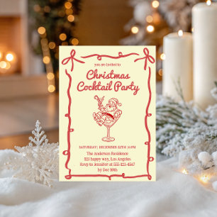 Retro-Weihnachtsmann-Weihnachts-Cocktailparty Einladung