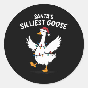 Retro Weihnachtsmanns verrückteste Gans Weihnachte Runder Aufkleber