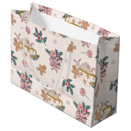 Retro Weihnachtsmuster Große Geschenktasche Geschenktüte