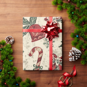 Retro-Weihnachtsmuster Strümpfe, Ornamente Geschenkpapier