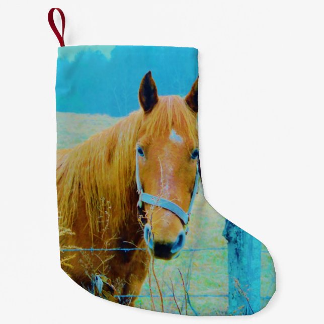 Retro Weihnachtspferd Kleiner Weihnachtsstrumpf (Vorderseite)