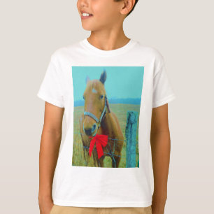Retro Weihnachtspferd T-Shirt