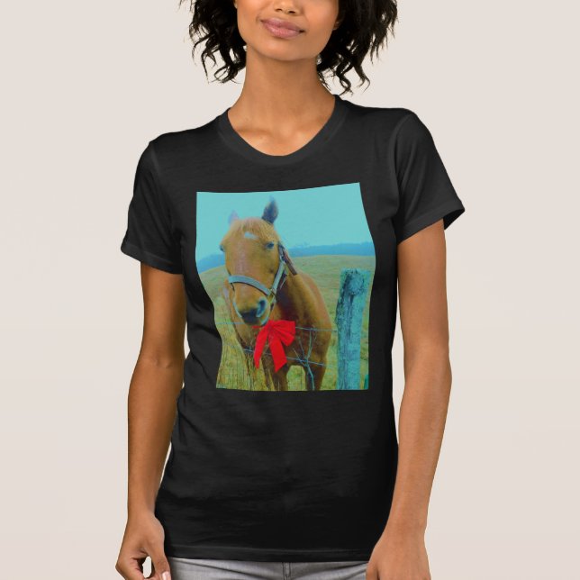 Retro Weihnachtspferd T-Shirt (Vorderseite)