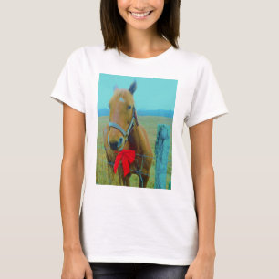 Retro Weihnachtspferd T-Shirt