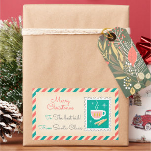 Retro-Weihnachtspost-Briefmarken-Etiketten - Schok Rechteckiger Aufkleber