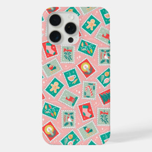 Retro-Weihnachtspostmarken iPhone 15 Pro Max Hülle