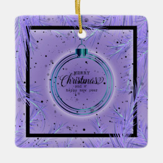 Retro-Weihnachtsrahmen Zweige Frohe Weihnachten Keramikornament