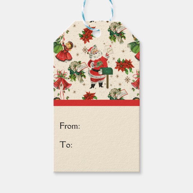 Retro-Weihnachtsschätze  Geschenkanhänger (Vorderseite)