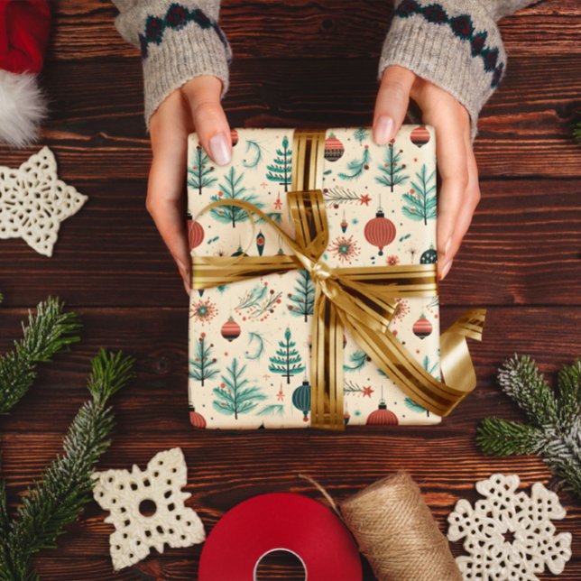 Retro Weihnachtsschmuck | Baummuster Geschenkpapier (Von Creator hochgeladen)