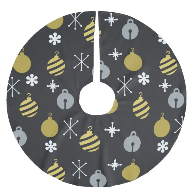 Retro Weihnachtsschmuck Black Gold Polyester Weihnachtsbaumdecke (Vorderseite)