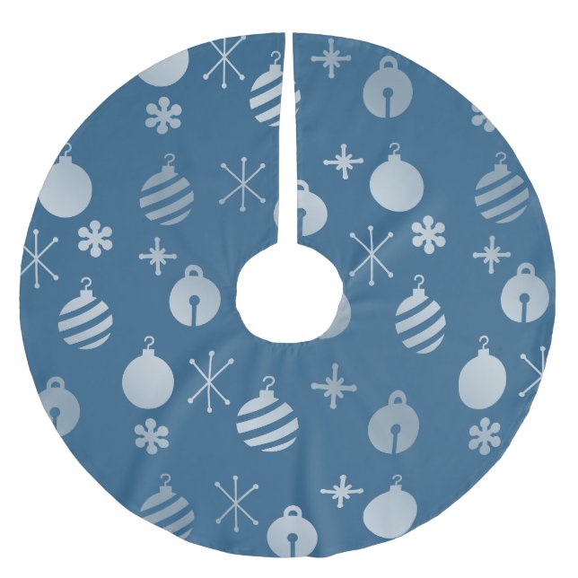 Retro Weihnachtsschmuck Blue Silver Polyester Weihnachtsbaumdecke (Vorderseite)