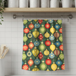 Retro-Weihnachtsschmuck Bunte Vintage-Feiertage Geschirrtuch