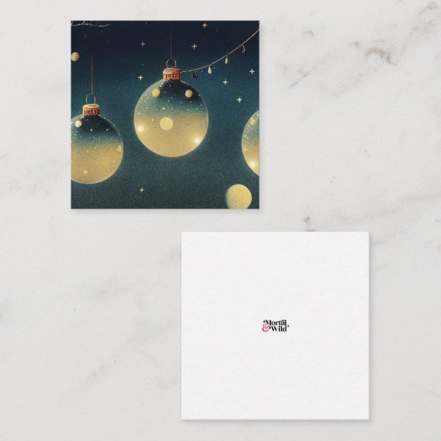 Retro Weihnachtsschmuck Druck Stil Mitteilungskarte (Vorne/Hinten)