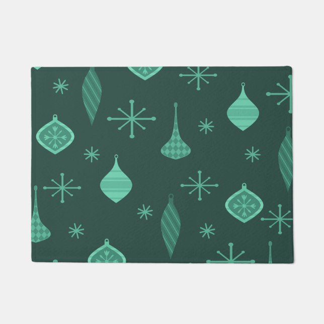 Retro Weihnachtsschmuck Green Fußmatte (Vorderseite)