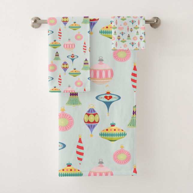 Retro Weihnachtsschmuck | Moderne Mitte des Jahrhu Badhandtuch Set (Insitu)