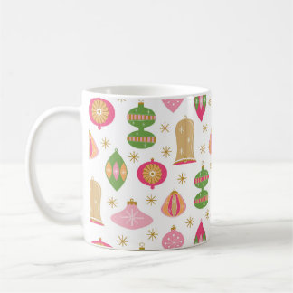 Retro Weihnachtsschmuck Muster - Pink Green Gold Kaffeetasse