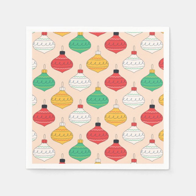 Retro Weihnachtsschmuck Muster Serviette (Vorderseite)