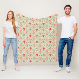 Retro-Weihnachtsschmuck Rosa, Rot, Grün Fleecedecke