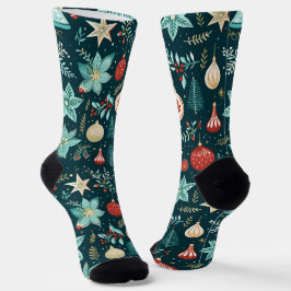 Retro Weihnachtsschmuck und Blume Muster Socken