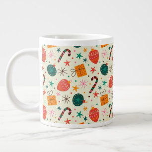 Retro Weihnachtsschmuck und Geschenkmuster Jumbo-Tasse