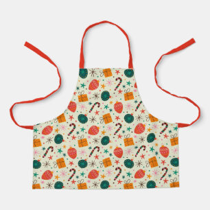 Retro Weihnachtsschmuck und Geschenkmuster Schürze