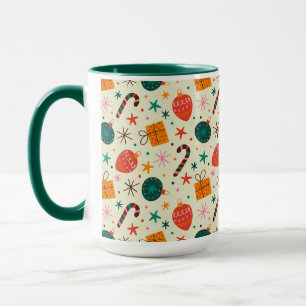 Retro Weihnachtsschmuck und Geschenkmuster Tasse
