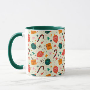 Retro Weihnachtsschmuck und Geschenkmuster Tasse