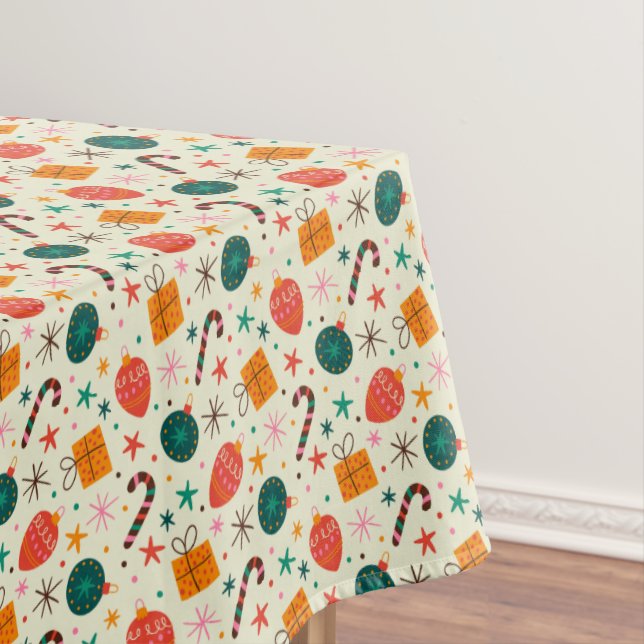 Retro Weihnachtsschmuck und Geschenkmuster Tischdecke (Beispiel)