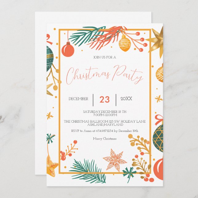 Retro Weihnachtsschmuck Unternehmen Weihnachten Save The Date (Vorne/Hinten)