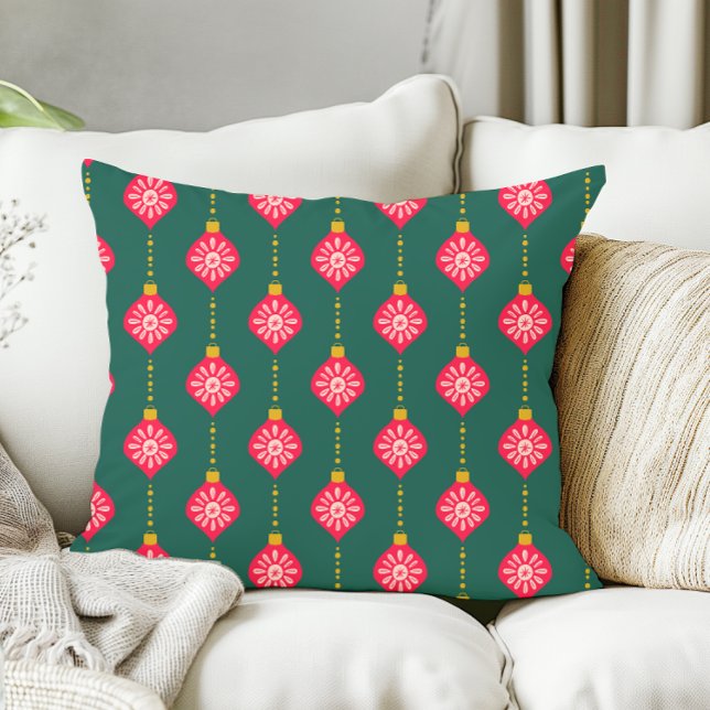 Retro Weihnachtsschmuck Vintag Rosa Grün Kissen (Von Creator hochgeladen)