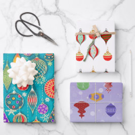 Retro Weihnachtsschmuck Wrapping Paper Sheets Geschenkpapier Set