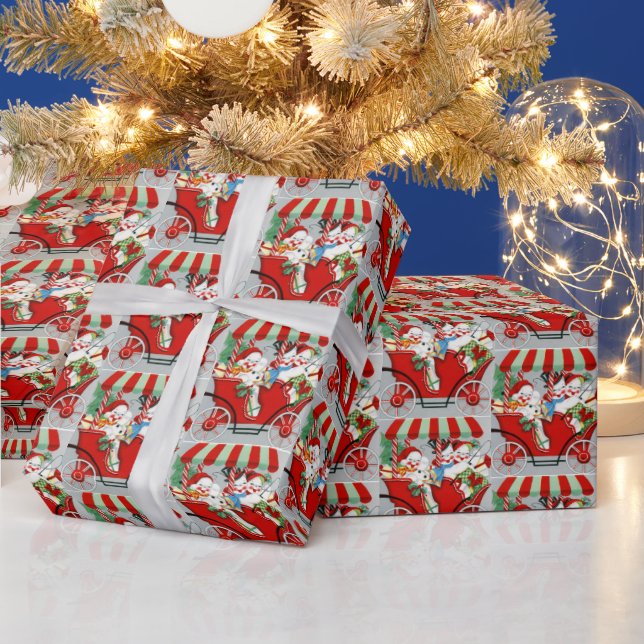 Retro-Weihnachtsschnee Familie Geschenkpapier (Feiertage)