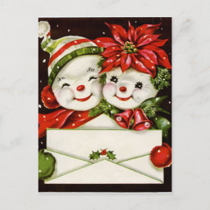 Retro-Weihnachtsschnee-Paar Holiday Feiertagspostkarte