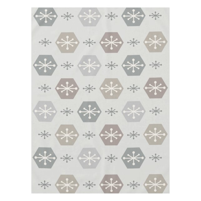 Retro Weihnachtsschneeflocken Silver Gold Tischdecke (Vorderseite)