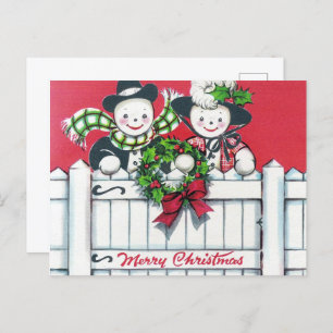 Retro-Weihnachtsschneepaar Feiertagspostkarte
