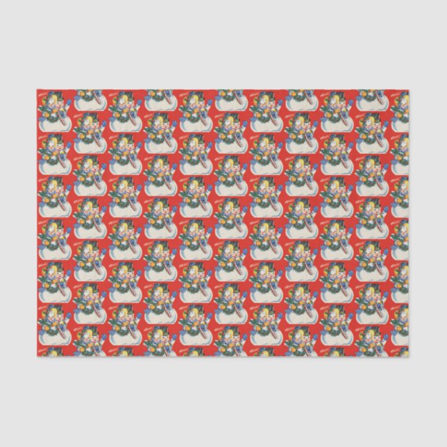 Retro-Weihnachtsschneepaar Seidenpapier (Vorderseite)