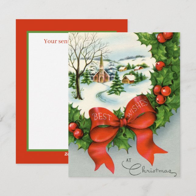 Retro-Weihnachtsstadt hinzufügen Stimmung Feiertagskarte (Vorne/Hinten)