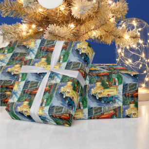 Retro-Weihnachtsstadt-Party-Verpackung Geschenkpapier
