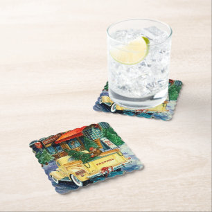 Retro-Weihnachtsstadt Untersetzer