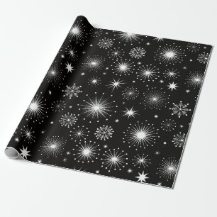 Retro-Weihnachtssterne und Schneeflocken im Vintag Geschenkpapier