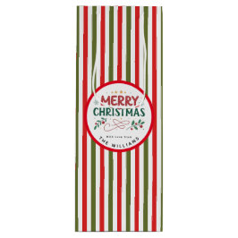 Retro-Weihnachtsstreifenmuster Benutzerdefiniertes Geschenktüte Für Weinflaschen