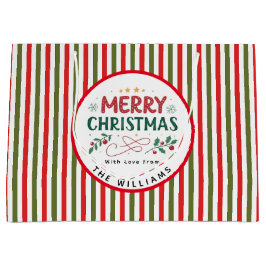 Retro-Weihnachtsstreifenmuster Benutzerdefiniertes Große Geschenktüte