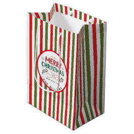 Retro-Weihnachtsstreifenmuster Benutzerdefiniertes Mittlere Geschenktüte
