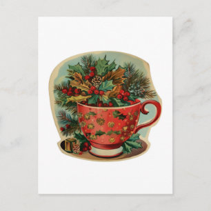 Retro-Weihnachtstasse Stillleben Postkarte