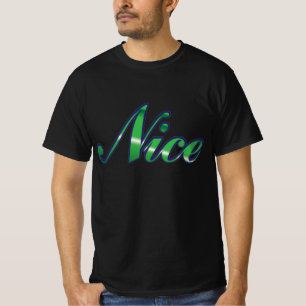 Retro Weihnachtstext, Nizza in Grünen Buchstaben T-Shirt