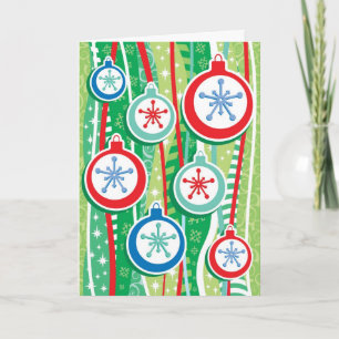 Retro Weihnachtsverzierungen Feiertagskarte
