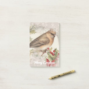 Retro-Weihnachtsvogel Post-it Klebezettel
