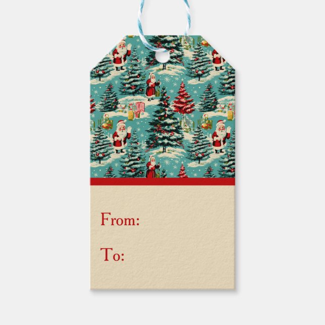 Retro-Weihnachtswunderland Geschenkanhänger (Vorderseite)