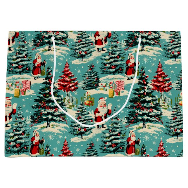 Retro-Weihnachtswunderland Große Geschenktüte (Vorderseite)